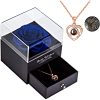 Los mejores  - Rosa real preservada Eterna hecha a mano Rosa preservada con amor- collar de regalo- flor rosa real encantada para el…
